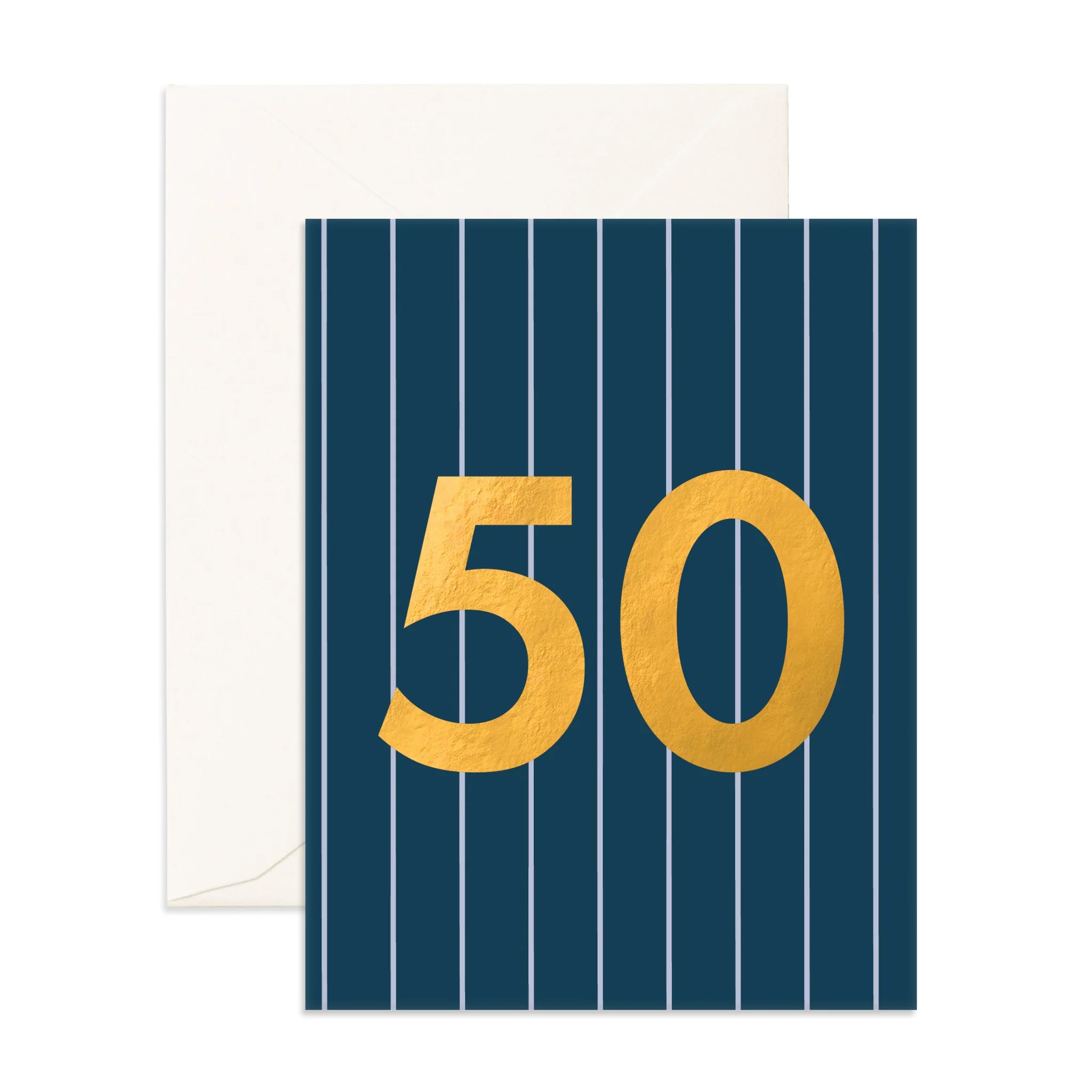 No. 50 Navy Pinstripe Greeting Card