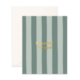 So Excited Sage Stripe Greeting Card