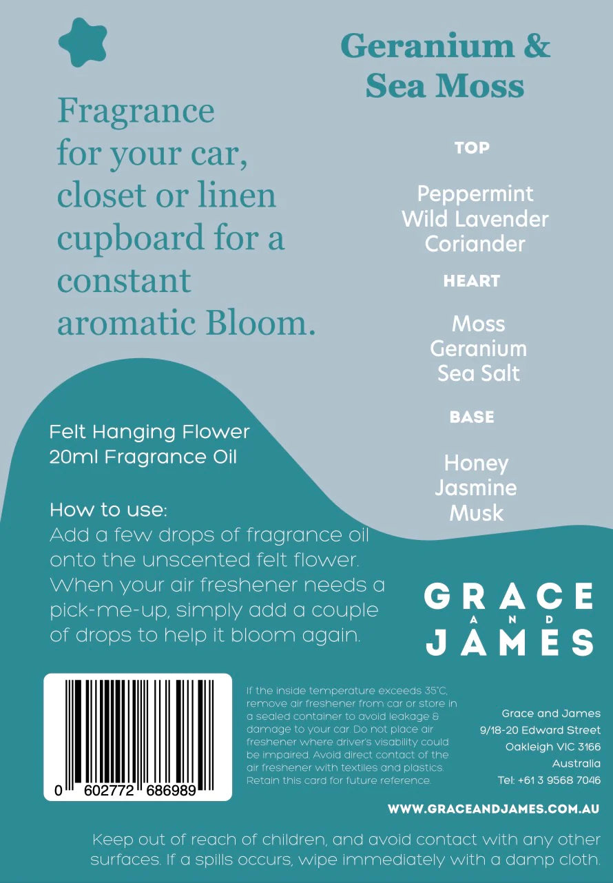 Geranium & Sea Moss Felt Air Freshener