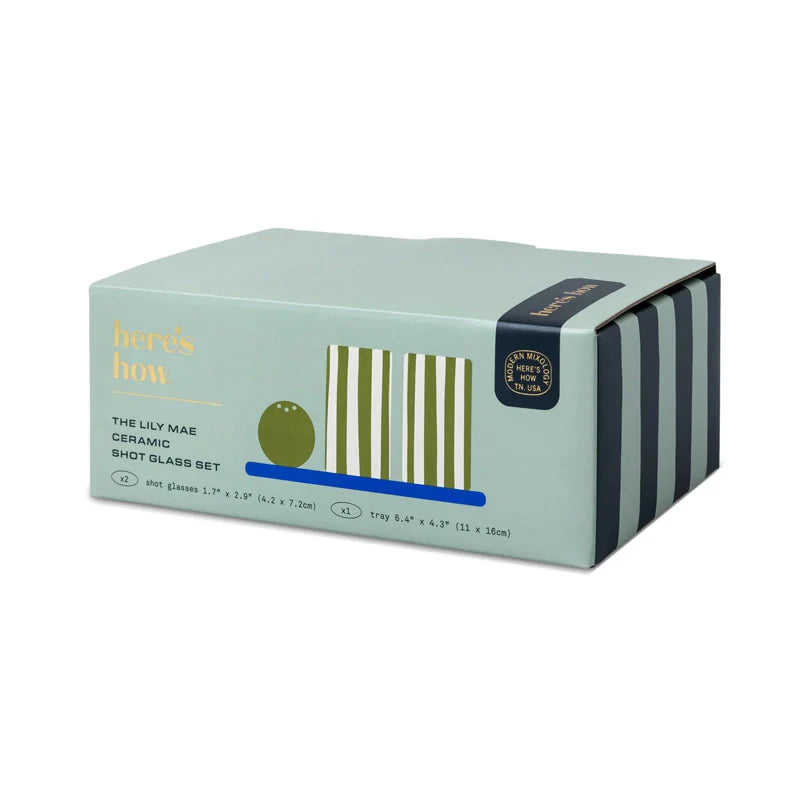 Lily Mae Ceramic Tequila Set Cobalt + Olive