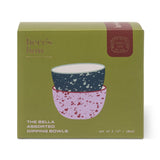 The Bella Set of 2 Dipping Bowls  Navy + Lilac Splatter