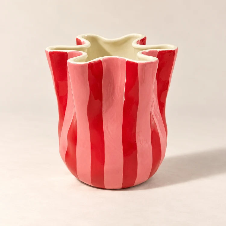Fold Vase Red & Pink Stripe