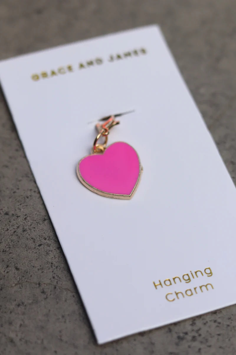 Hanging Charm Heart Pink