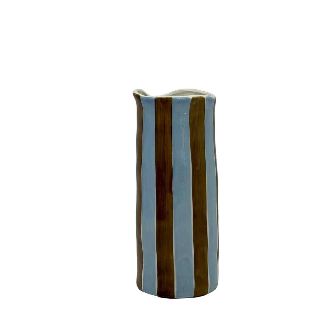 Medium Vase - Cornflower Blue & Brown Stripe