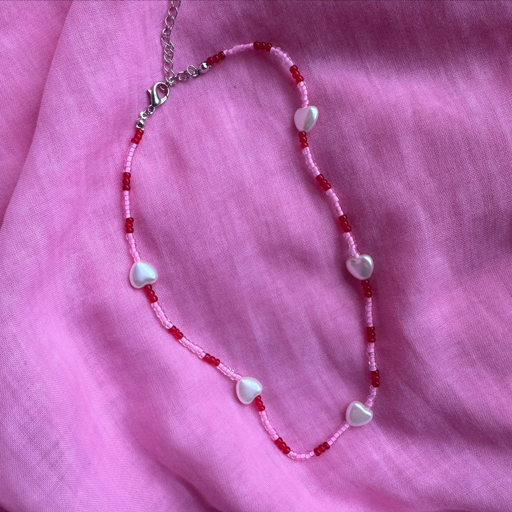 Heart Chains Pink and Red Necklace