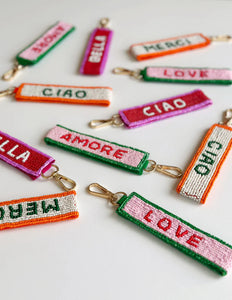 Beaded Amore Keychain - Pink