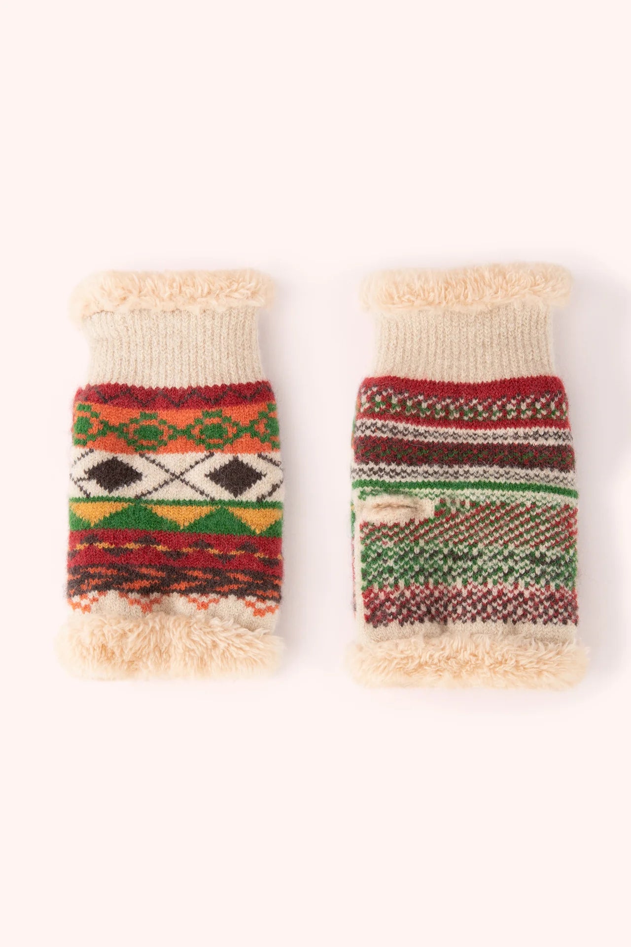 Kayla Fair Isle Wrist Warmers - Russet