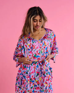 Kip&Co x Jenny Kee Opal Oz Pax Lilac Satin Robe