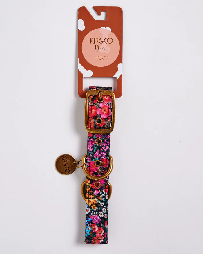 Forever Floral Black Dog Collar