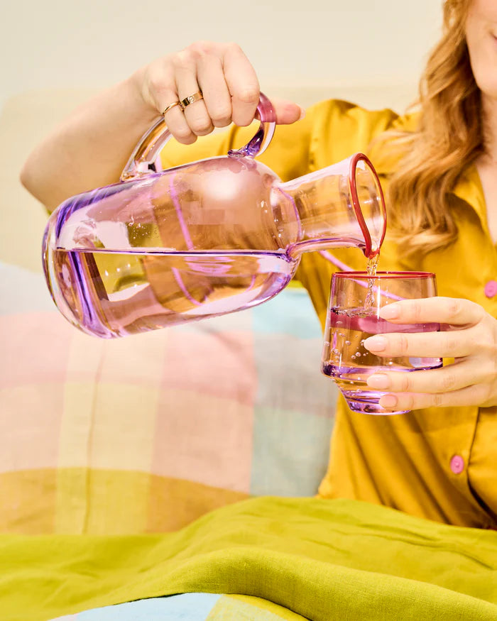 Lilac Colour Block Tumbler Glass 2 Piece Set