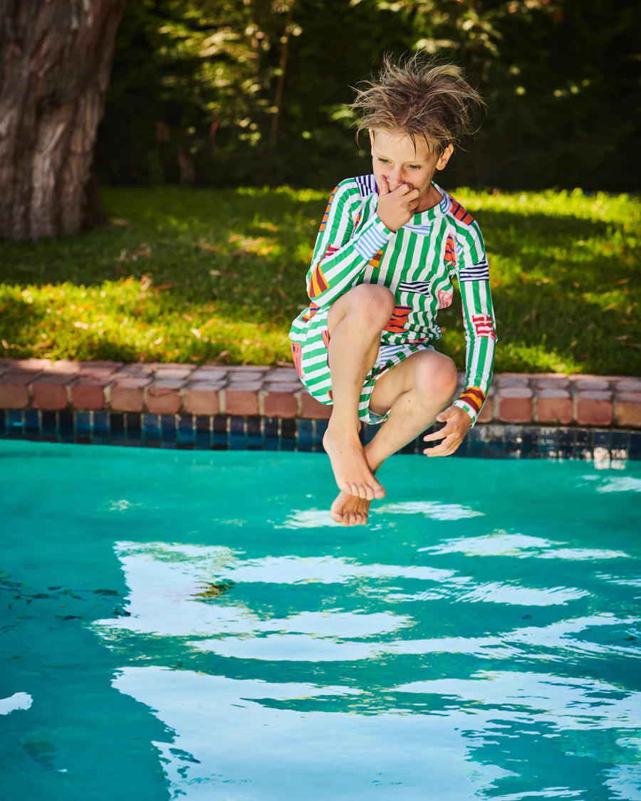 Stripe On Stripe Rash Vest Bathers