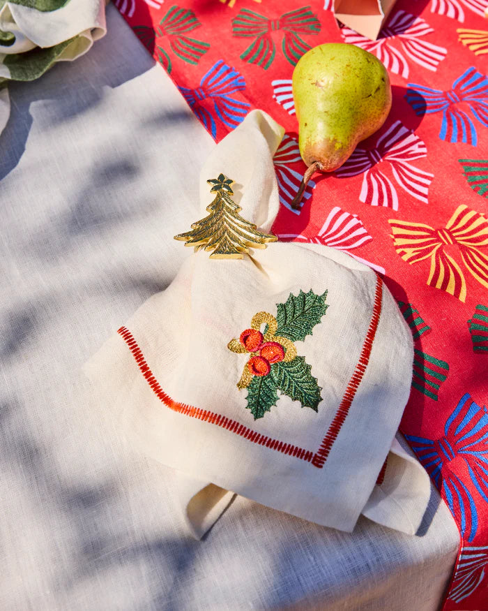 Noel Embroidered Linen 4P Napkin Set