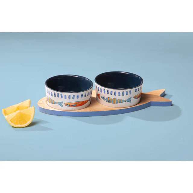 Capri Fish 3pc Bowl & Tray Set