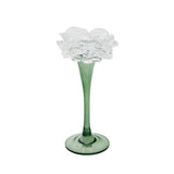 Glass Flower Candle Holder Clear/Green Large