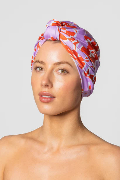 Dahlia shower cap in Hibiscus - Larger Size