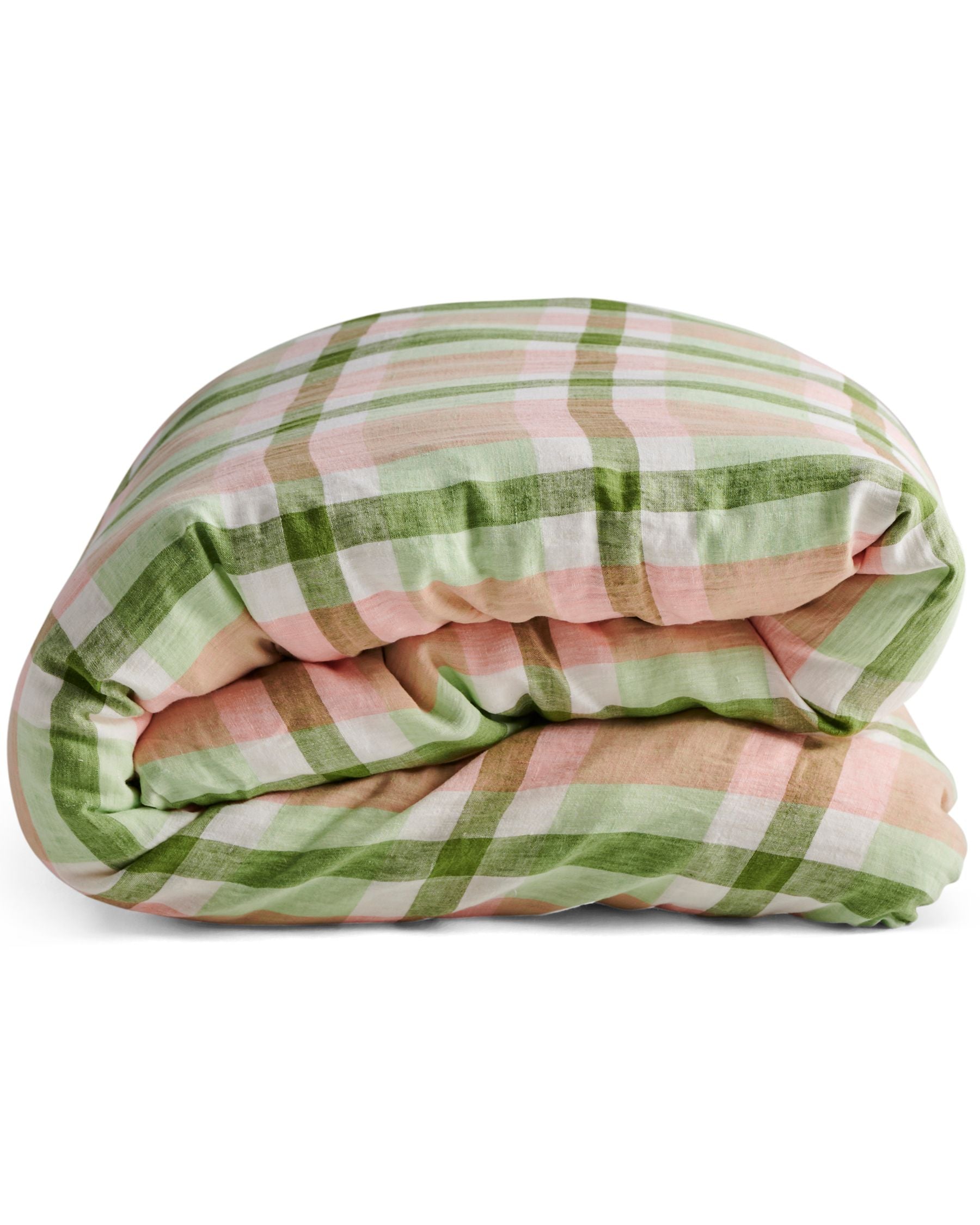 Pistachio Tartan Linen Quilt Cover King