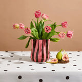 Fold Vase Brown & Pink Stripe