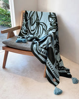 Monstera Leaf Knit Throw Blanket