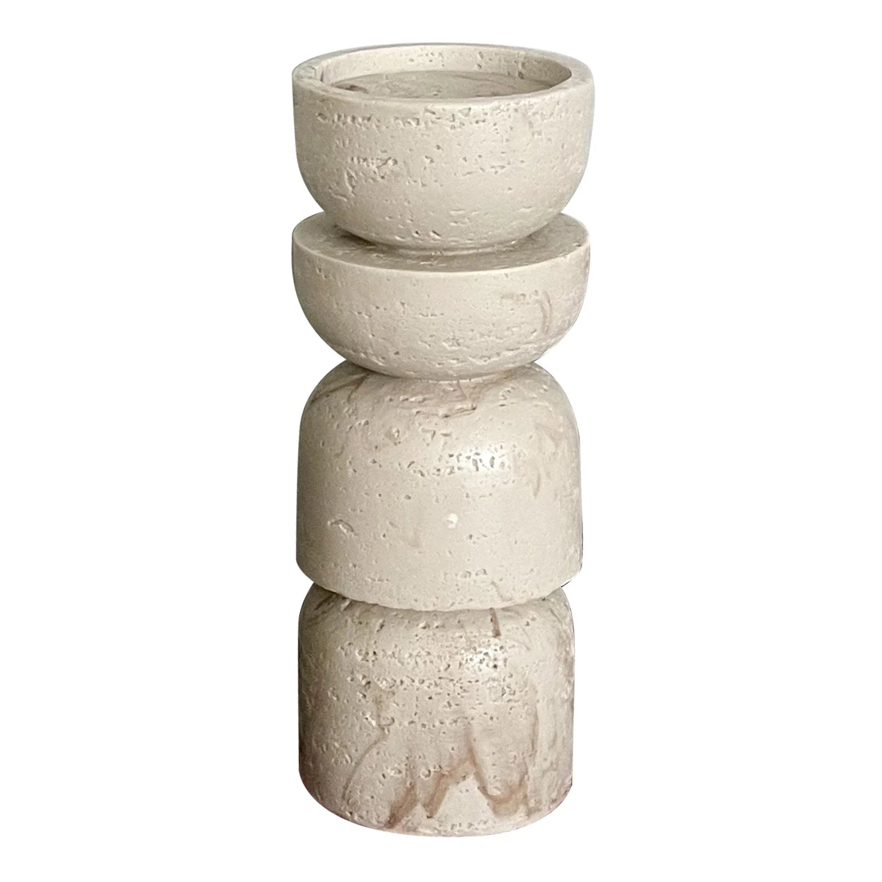 Travertine Resin Pillar Candle Holder - large