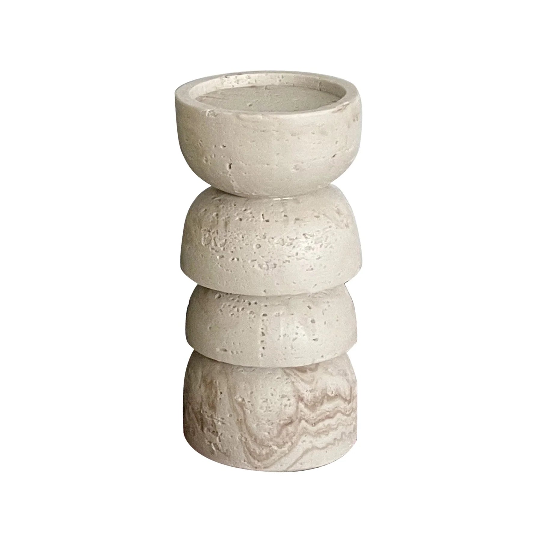 Travertine Resin Pillar Candle Holder - small