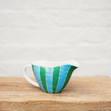 Gravy Jug - Green and Cornflower Blue Stripes