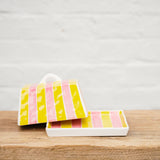 Large Butter Dish - Pink & Yellow Stripe