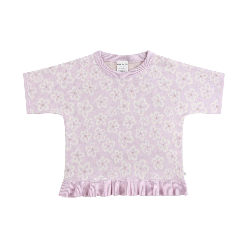Jacquard Knit Frill Tee - Frangipani