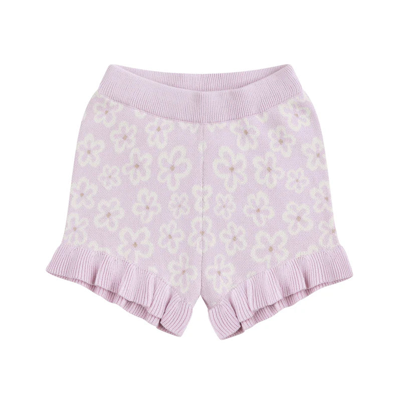 Jacquard Knit Frill Short - Frangipani
