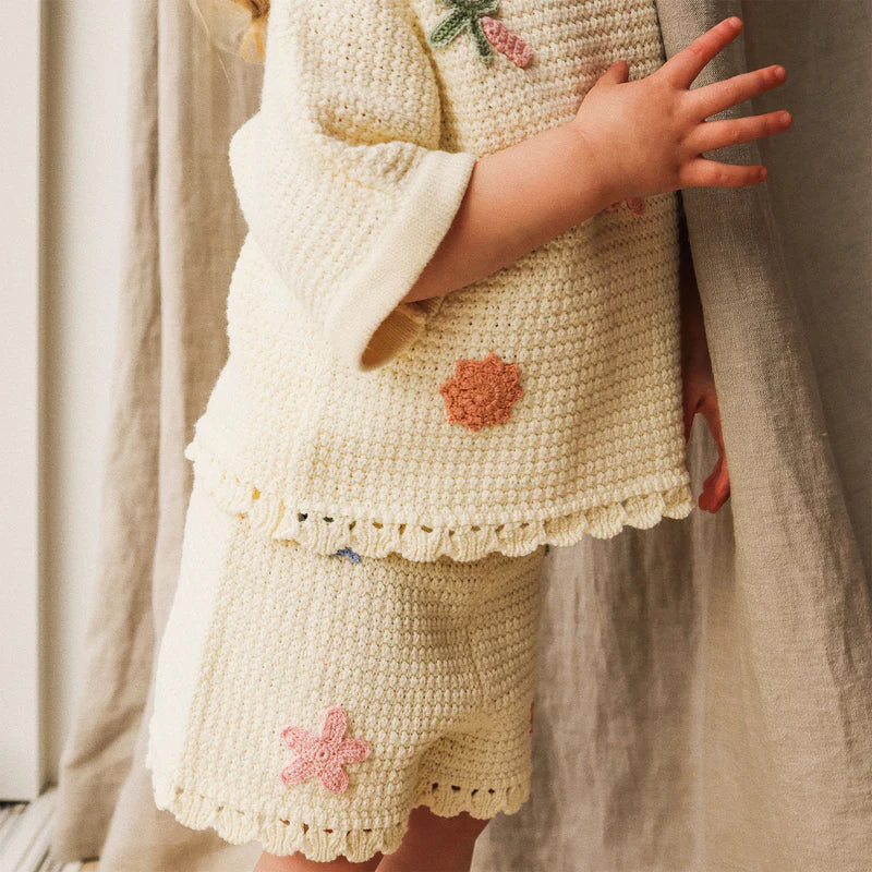 Beach Motif Knitted Short - Coconut