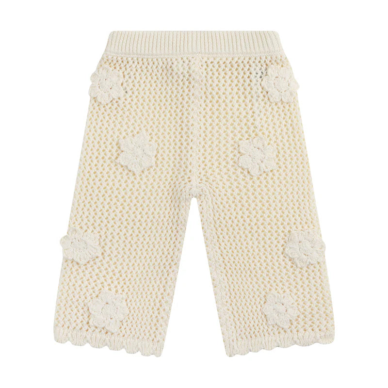 Knit Crochet Daisy Flare Pant - Vanilla