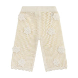 Knit Crochet Daisy Flare Pant - Vanilla