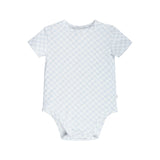 Comfy Bodysuit Short Sleeve - Sky Blue Grid