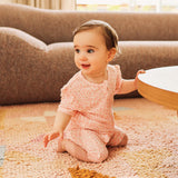 Day or Night Short Sleeve Frill Onesie - Hibiscus