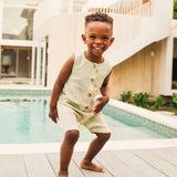 Sleeveless Woven Shortall - Sage