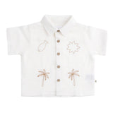Woven Embroidered Short Sleeve Shirt - Coconut