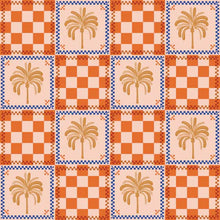 Load image into Gallery viewer, Dahlia Shower Cap in Orange Palm Check - Larger Size
