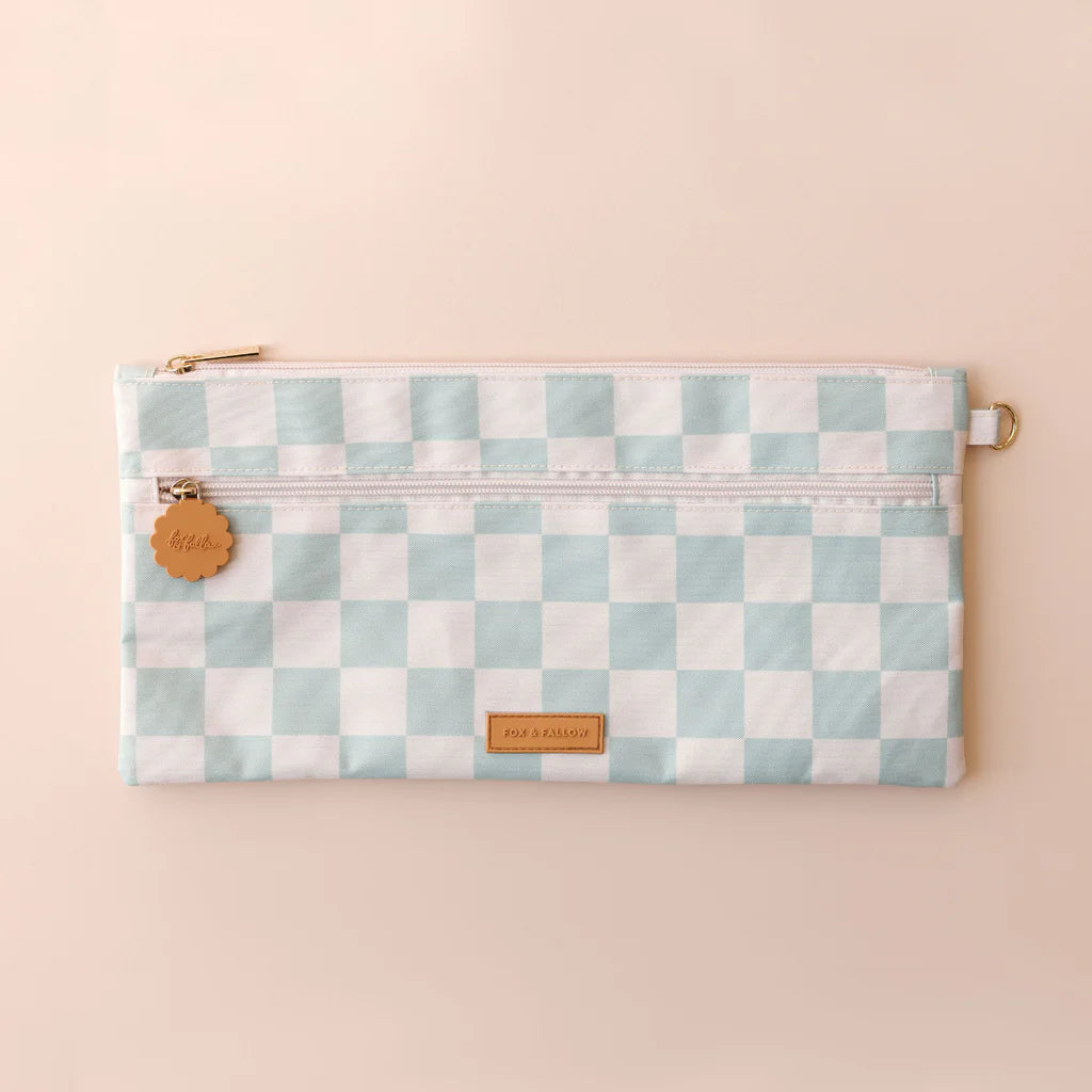 Sage Check Large Pencil Case