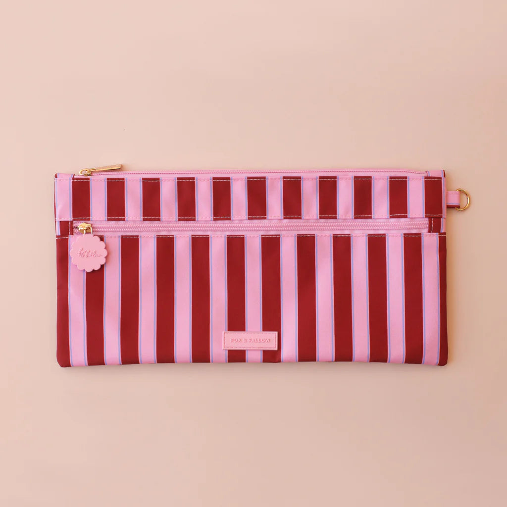 Burgundy Stripe Large Pencil Case