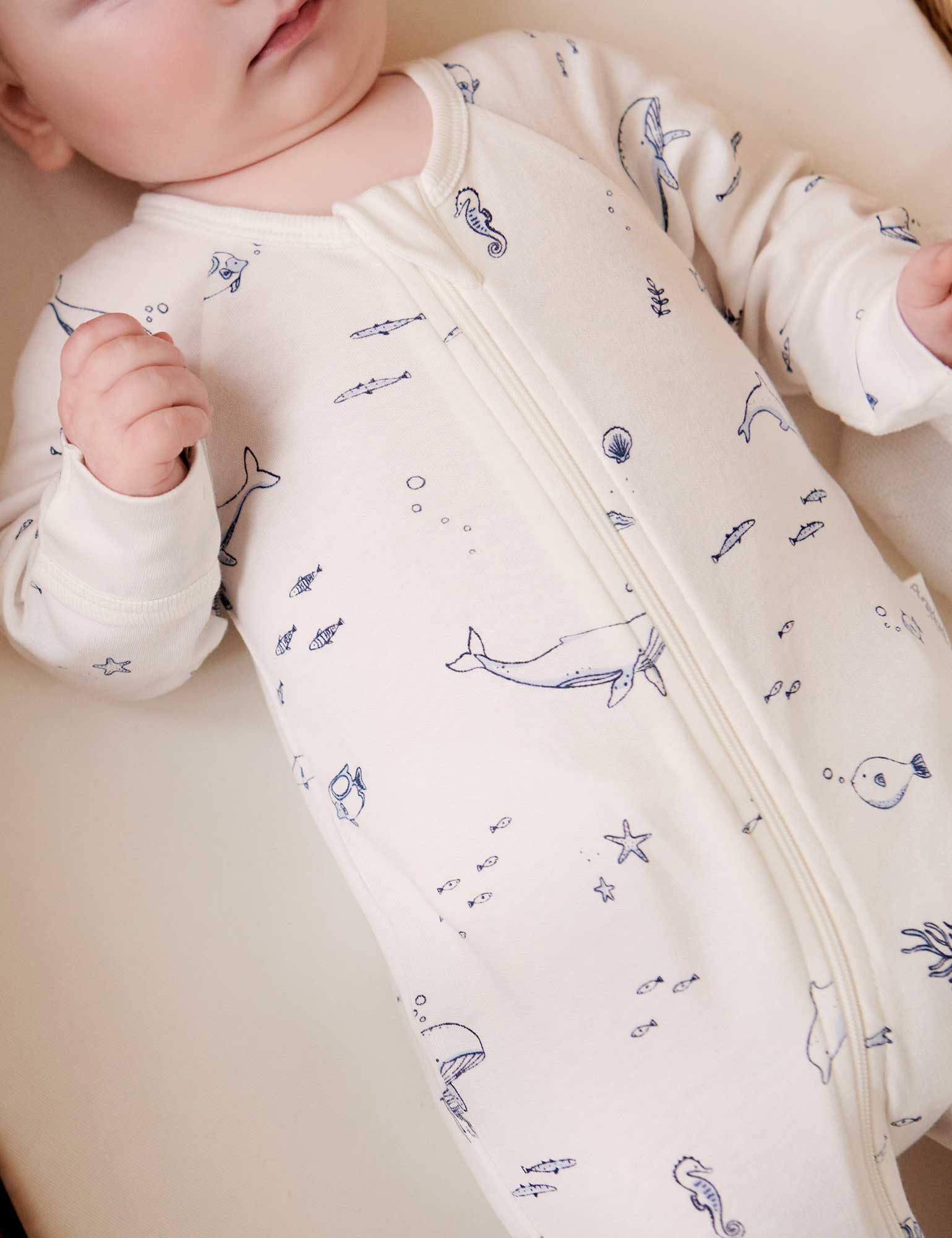Zip Growsuit Vanilla Nautical