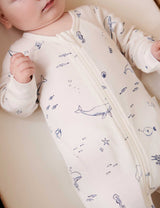 Zip Growsuit Vanilla Nautical