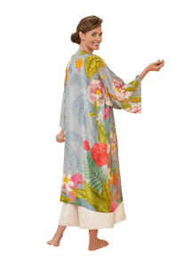 Kimono Gown Flora and Fauna Lavender