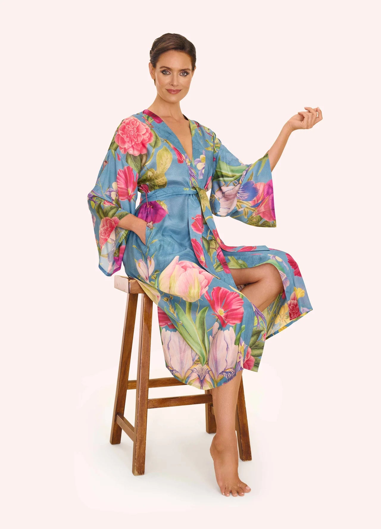 Kimono Gown Floral Study Denim