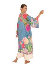 Load image into Gallery viewer, Kimono Gown Floral Study Denim
