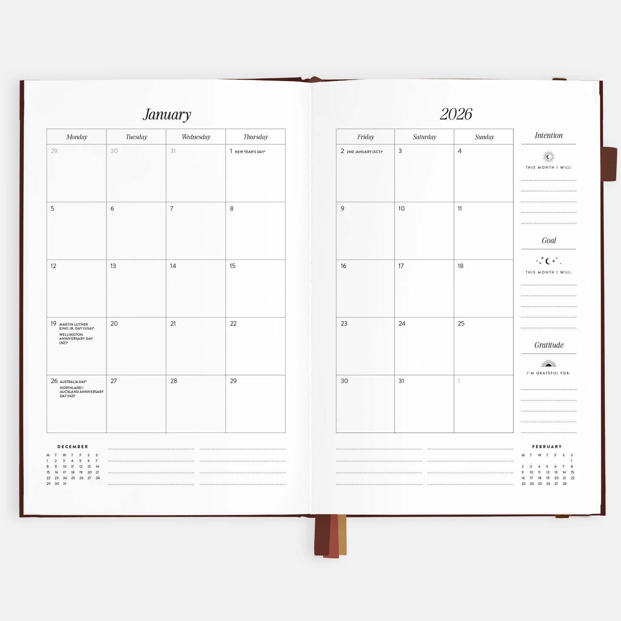 2026 A5 Vertical Planner - Burgundy Stripe