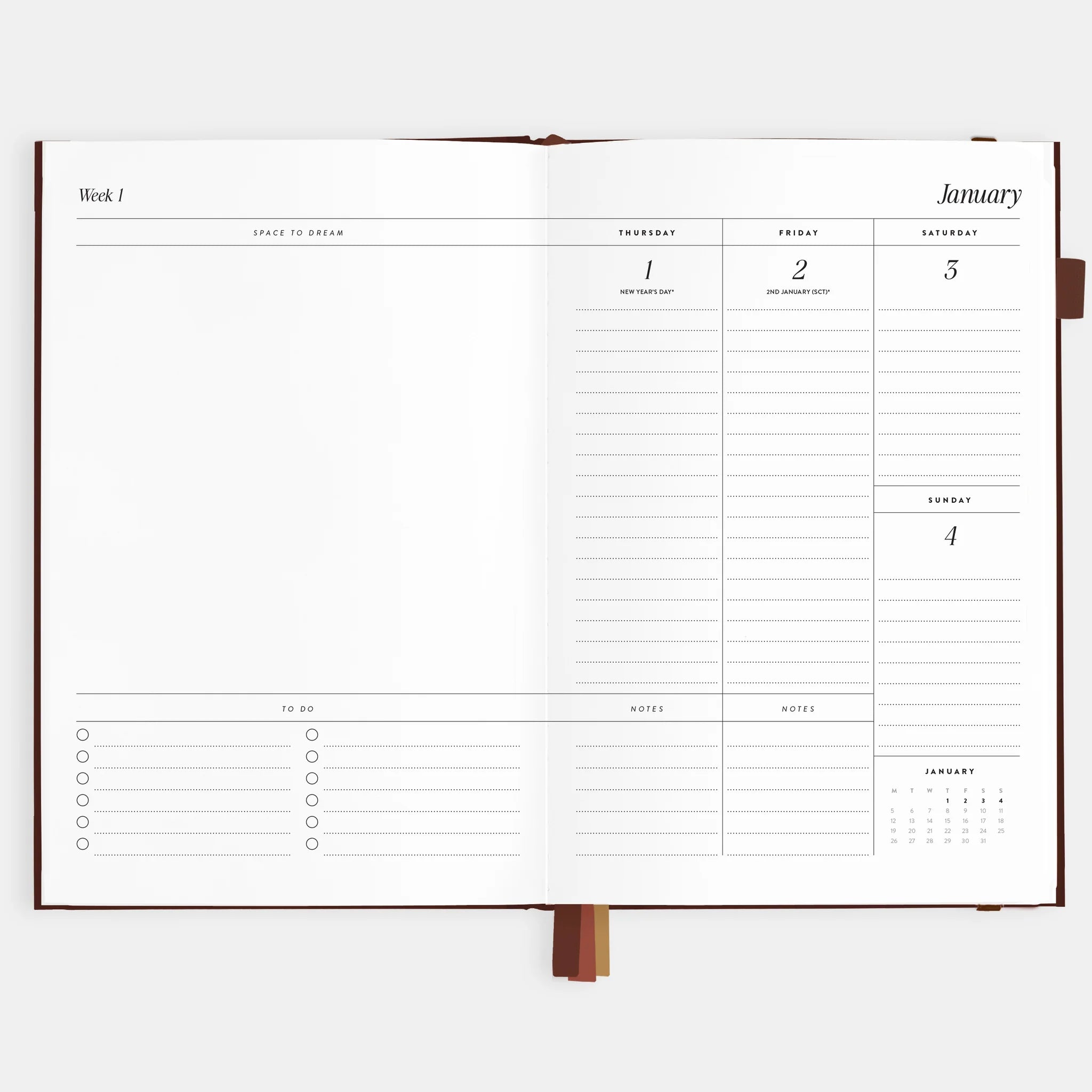 2026 A5 Vertical Planner - Burgundy Stripe