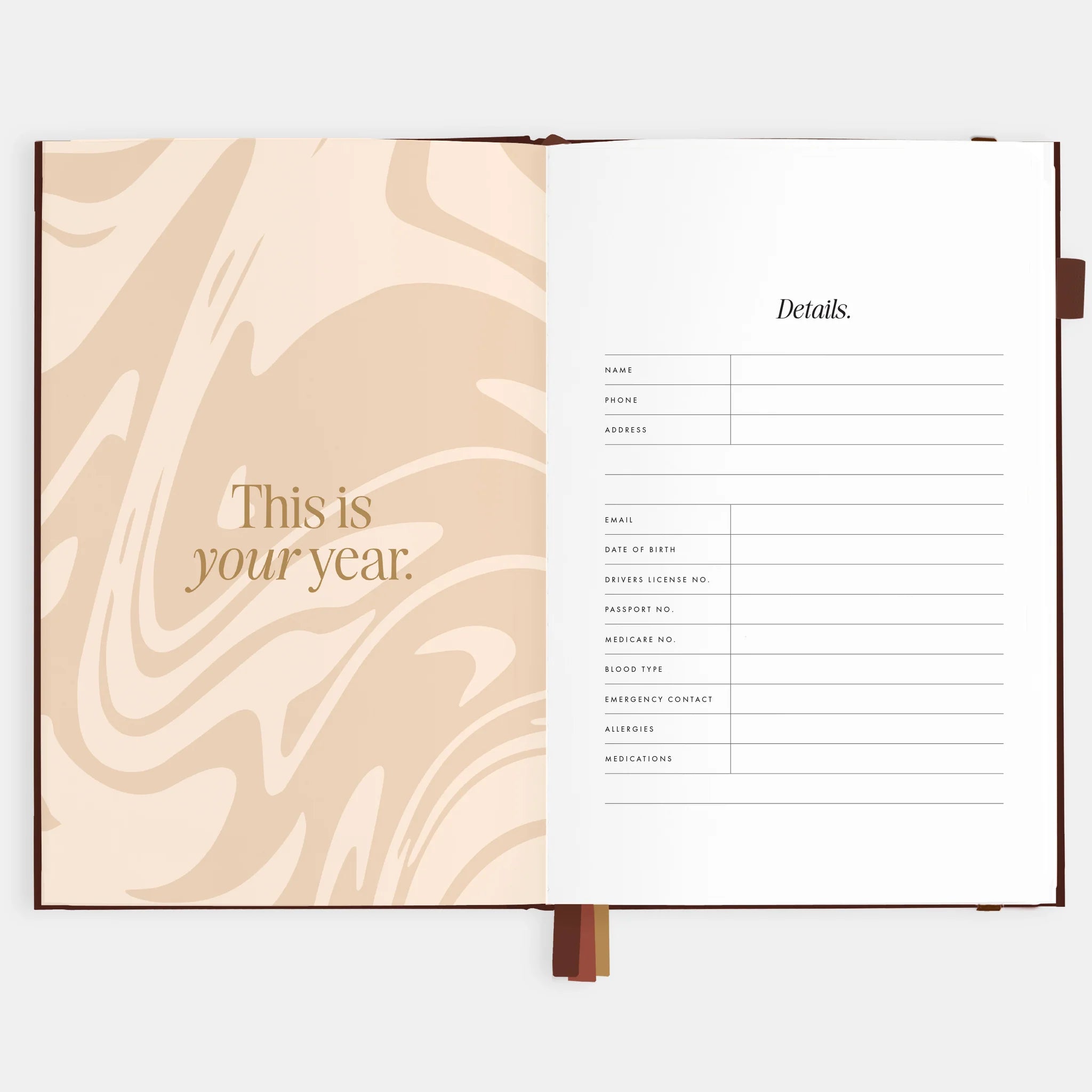 2026 A5 Vertical Planner - Burgundy Stripe