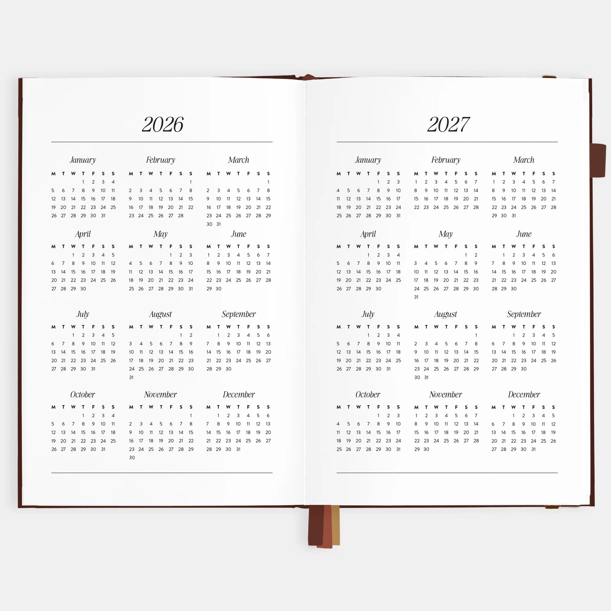 2026 A5 Vertical Planner - Burgundy Stripe