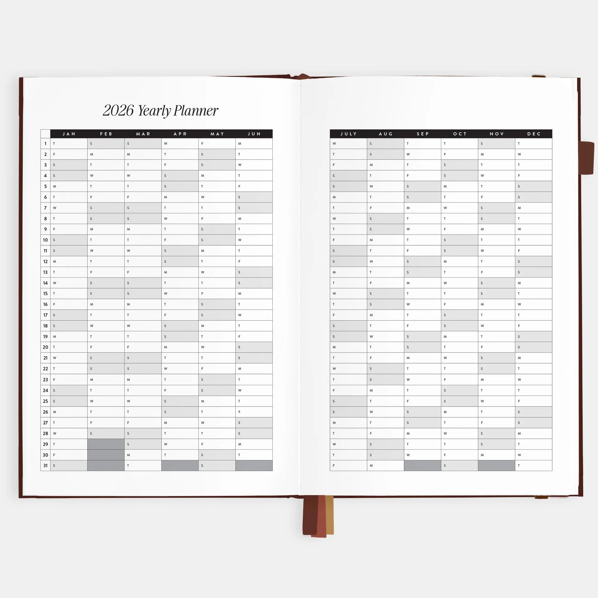 2026 A5 Vertical Planner - Burgundy Stripe