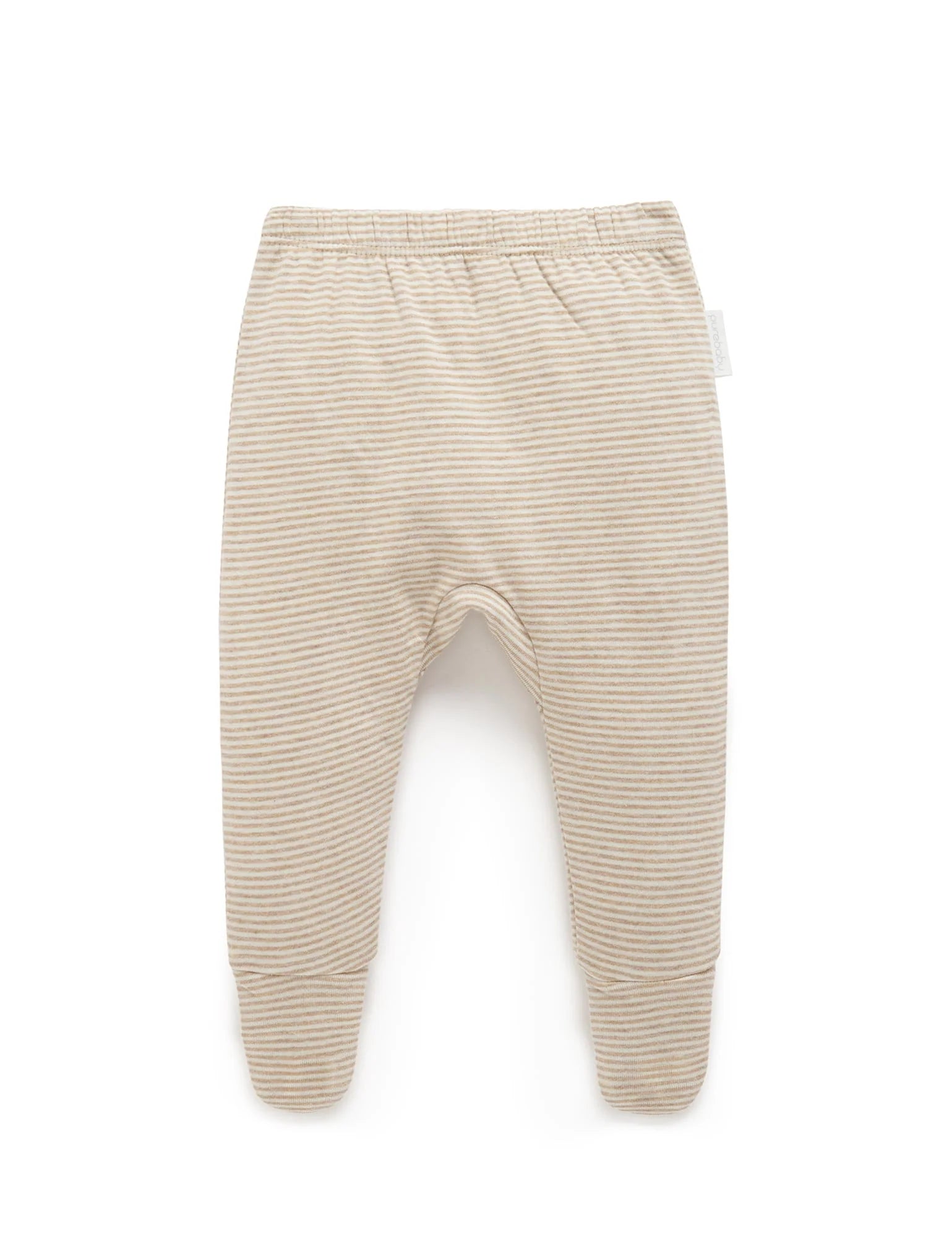 Footed Leggings Biscuit Mini Stripe