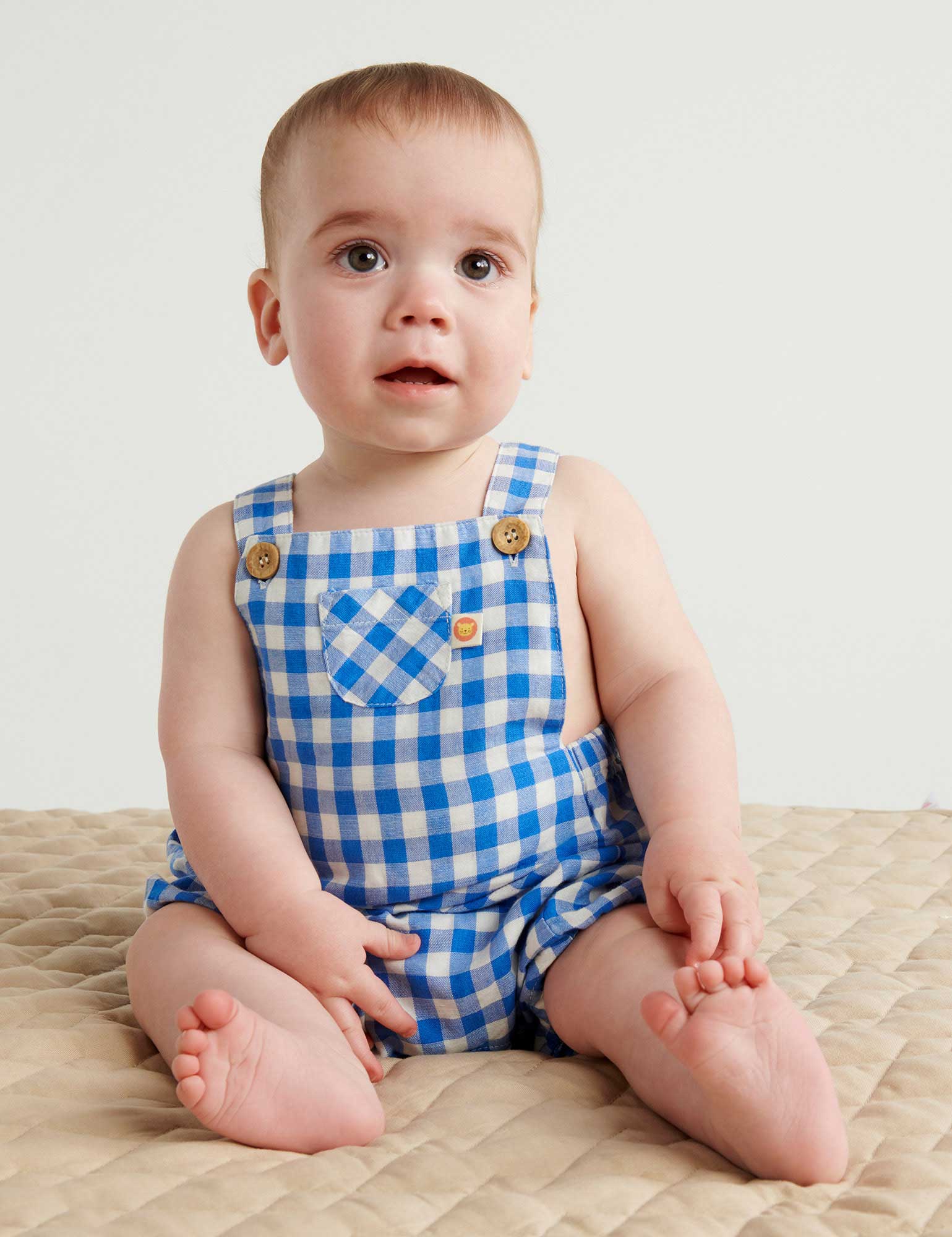 Nile Gingham Linen Blend Overalls